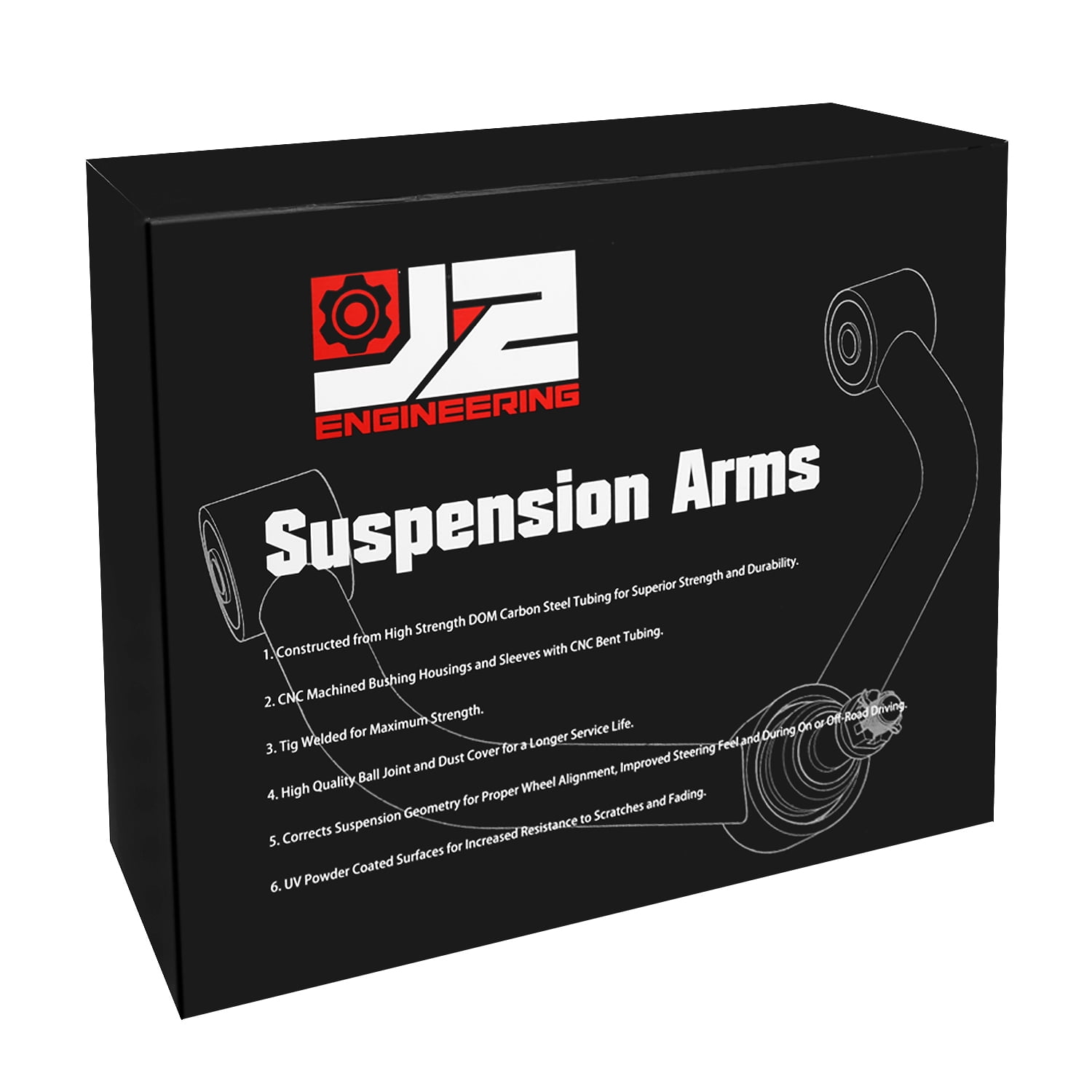 J2 Engineering J2-FUCA-CSI07-BB For 2007-2019 Silverado Tahoe Sierra Yukon XL 2"-4" Lifted Front Upper Control Arms Black