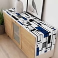 thumbnail image 4 of Blue Geometric Table Runner - 72 Inch Long, Kitchen Dining Table Runner Dresser Scarves, Minimalist Black Gray Abstract Striped Farmhouse Decor for Coffee Tables Wedding Party Banquet, 4 of 8