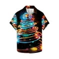thumbnail image 5 of JURANMO Christmas Gifts for Men Glitter Xmas Trees Graphic Tees Casual Lapel Button Down Shirts Big and Tall Short Sleeve Tops Hawaiian Shirt Black XXXXL Christmas Clearance, 5 of 6