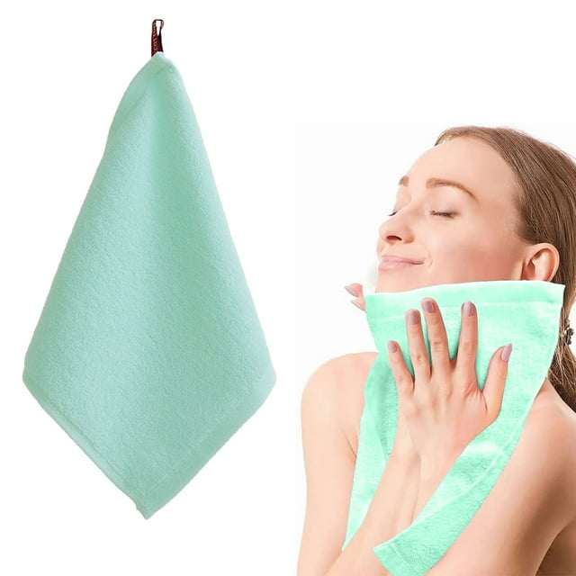25*25Cm Pure Cotton Small Square Towel Green, Cotton Small Square Towel 25*25Cm Solid Color Highly Absorbent and Lint Free Hand Towel, 5 25*25Cm Small Cotton Square Towels