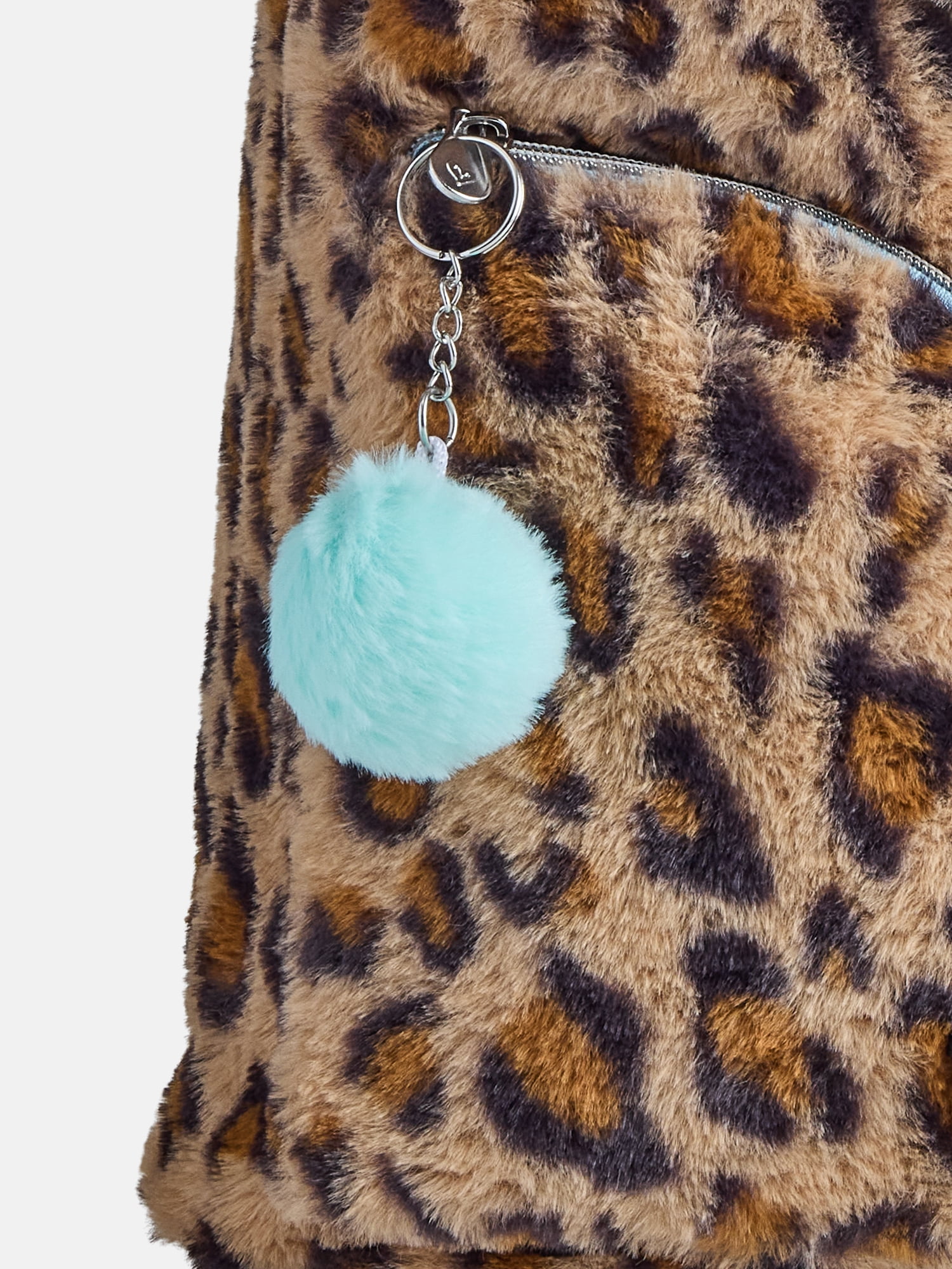 Justice Girls Faux Fur Rucksack Backpack, Leopard