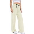 thumbnail image 4 of Cadmus Womens 30" High Waist Wide Leg Sweatpants Drapey Soft Casual Drawstring Workout Pants with Pockets, 4 of 9
