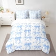 thumbnail image 2 of jejeloiu Kawaii Bowtie Ribbon 7-Piece Bedding Comforter Set,Blue Cute Loves King Bedding Sets For Girls Teens Reversible, 2 of 8