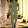 thumbnail image 5 of Zedker Men's Tracksuits 2 Piece Athletic Track Suit Jogging Sweatsuits Casual button Polo Shirt Sports Set Army Green Plus L, 5 of 9