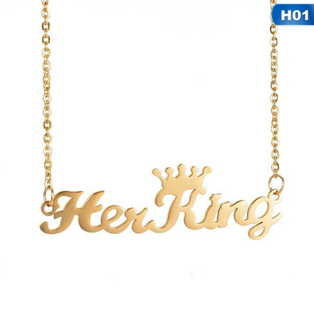Fancyleo Stainless Steel Her King His Queen Crown Necklace Gold Silver Pendant Couples Jewelry For Wife Husband Girlfriend Boyfriend Present Valentine Dayand#39;S (Best Valentine Present For Her)