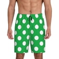 thumbnail image 1 of Balery Green And White Polka Dot Pantalones cortos de pijama de punto de algodón para hombre con cinturilla y bolsillos-Medium, 1 of 6