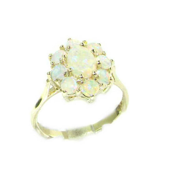 LBG British Made 14k White Gold Natural Opal Womens Anniversary Ring - 33 size options - Size