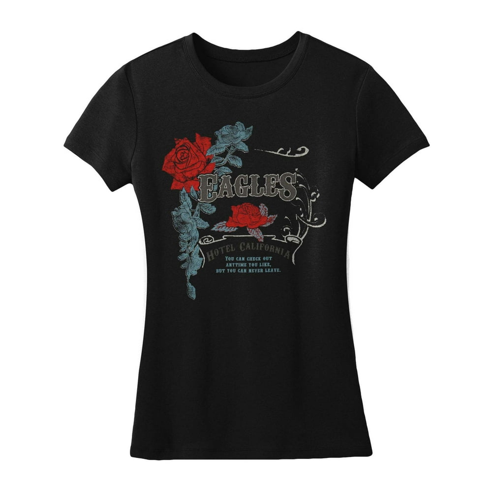 Eagles Eagles Vintage W/ Foil Rose Crest Girls Jr Tissue Tee Black