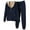 Navy, variant on WREESH Womens Sweatsuits Solid Color Long Sleeve Hooded Pocket Coat Trousers Pants Fleece Suit Black
