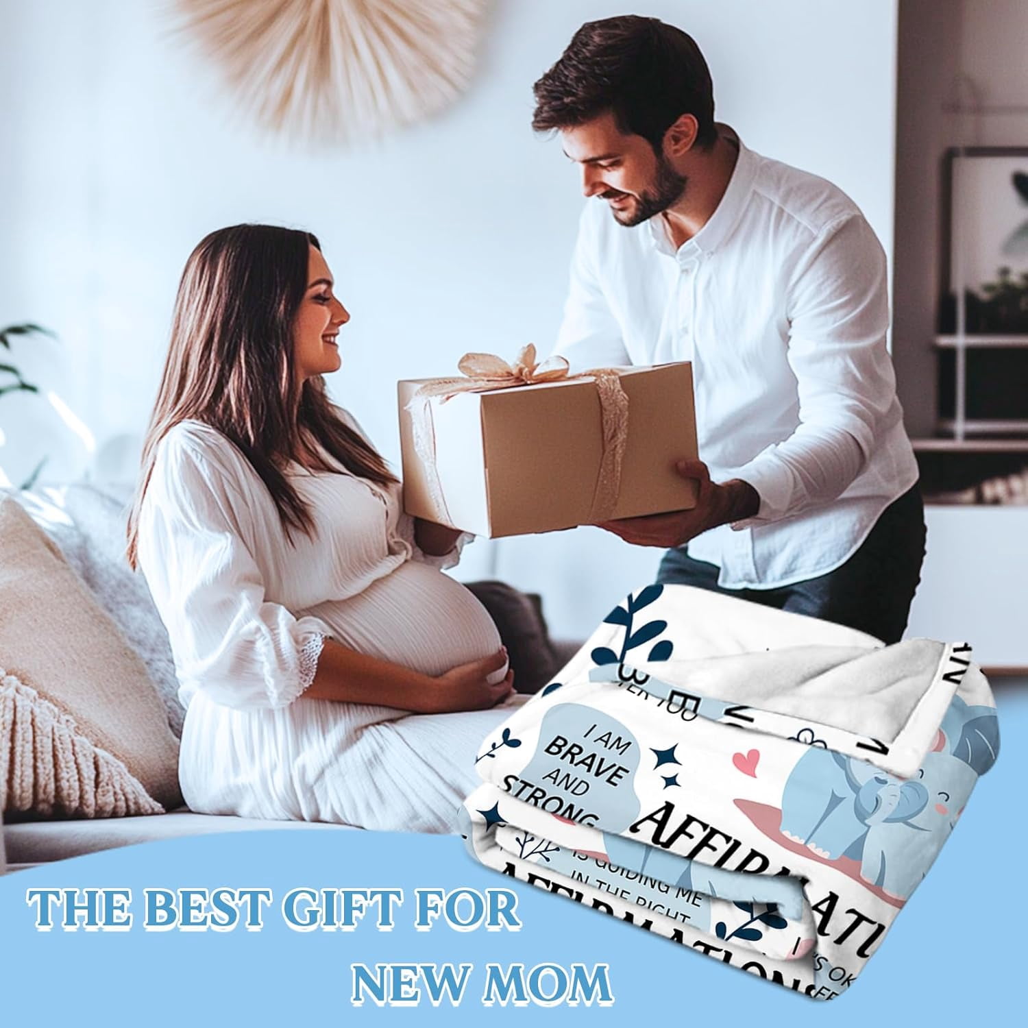 New Mom Gifts for Women, New Mom Blanket, Gifts for New Mom with Mom Daily Affirmations Messages, First Time Mom Gifts Ideas, New Mom Care Gift After Baby, New Pregnancy Gifts for Mom