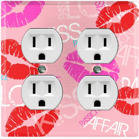 Metal Light Switch Plate Cover Lipstick Kisses Love Romance Pink LOV002