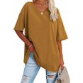 thumbnail image 3 of Camiseta holgada para mujer, camisas casuales de manga corta de verano, blusas de novio de color sólido, blusas suaves para mujer, 3 of 5