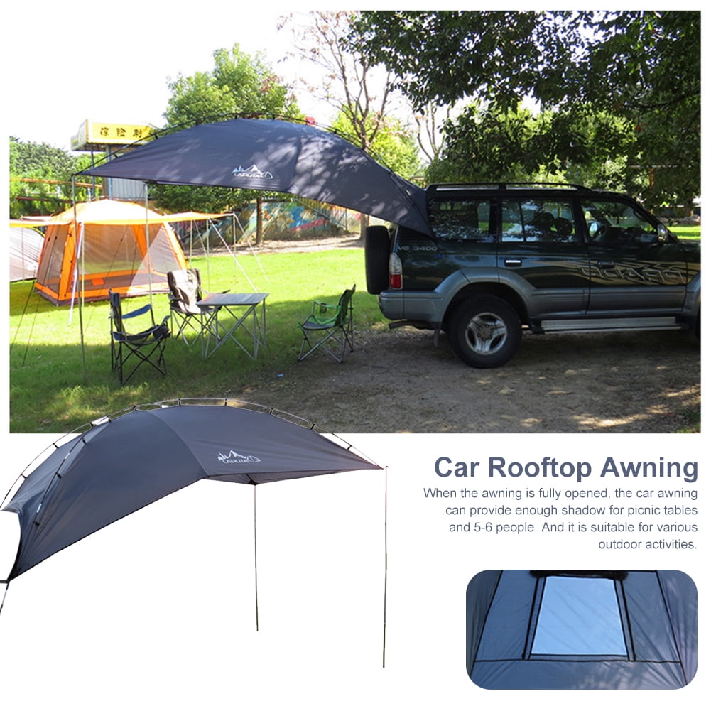 Green-02 Car Awning Sun Shelter Camping SUV Rear Tent,Portable Waterproof Roof Top Tent Car Canopy for SUV Minivan Hatchback Camping Outdoor Travel,3-4 Person 