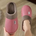 thumbnail image 6 of Slippers for Women,Slippers Couple Autumn Winter Solid Color Leather Warm Padded for Cozy Indoor,Womens Slippers,Z04 Pink,38, 6 of 9