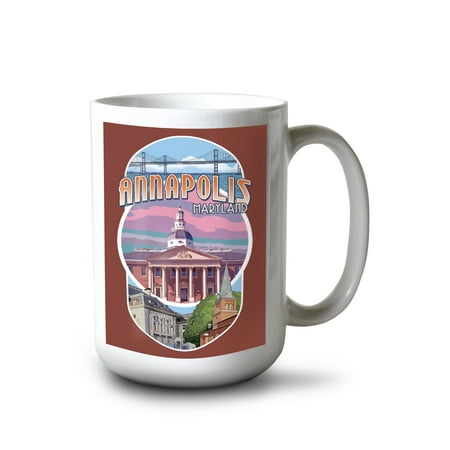 

15 fl oz Ceramic Mug Annapolis Maryland Montage Contour Dishwasher & Microwave Safe