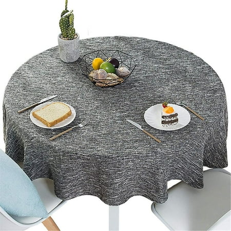 

Cotton Linen Solid Color Tablecloth Round Simple Style Table Cover for Kitchen Dining Tabletop Linen Decor (Dark Gray Round - 70 Inch)