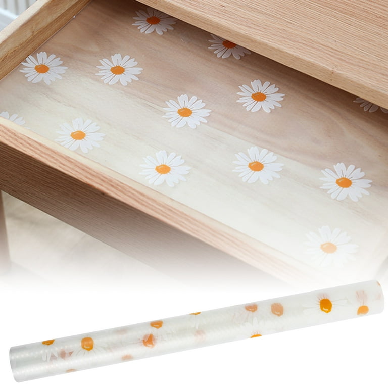 Relax love Shelf Liner,Daisy Drawer Liner for Kitchen Non-Adhesive Non-Slip  Waterproof Kicten Cupboard Cabinet Liner EVA Reridge Liner for Home Use Can  be Cut Placemats,45*500cm 