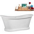 thumbnail image 3 of 66" Streamline B-308-84-BBR Soaking Freestanding Tub and Tray With Internal Drain in Brushed Brass, 3 of 7