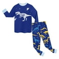 thumbnail image 5 of Hessimy Toddler Boys Girls Spring Summer Cute Print 2Pcs Long Sleeve Shirt Tops Pants Shorts Sleepwear Pajamas Set, Shorts Sleep Set(Blue,8-9 Years), 5 of 5