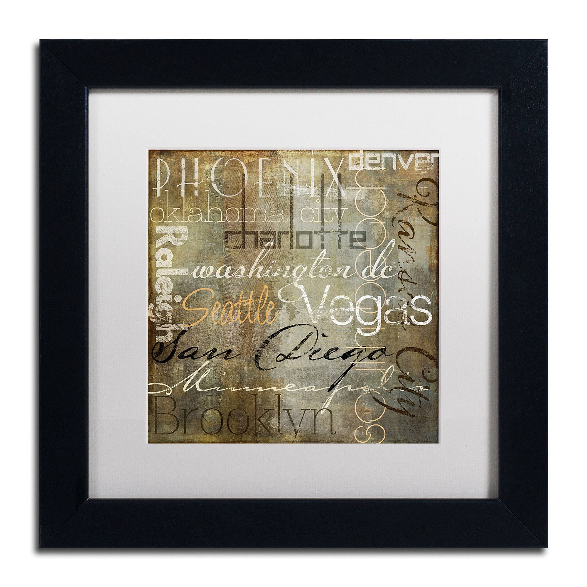 Trademark Fine Art "Cities of the World II" Canvas Art by Color Bakery White Matte, Black Frame
