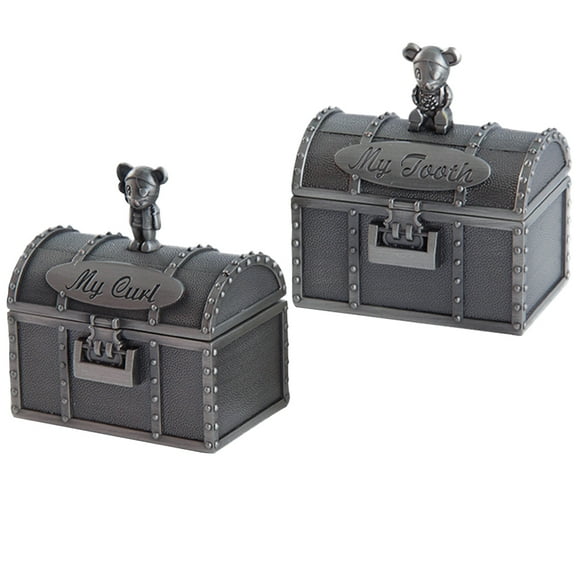 LIFKOME 2Pcs Keepsake Box for Memories Grey Baby Tooth Case Memory Storage Organizer