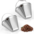 thumbnail image 1 of Stainless Steel Coffee Filter, Suitable for Coffee Filter Replacement, 4 Cone Permanent Coffee Filter 2Pcs, 1 of 7