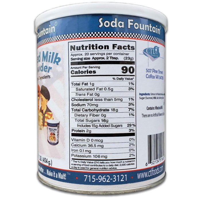 CTL Foods Soda Fountain  Malted Milk Powder, 1 lb