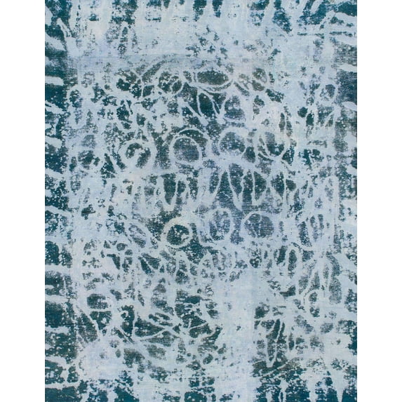 Ahgly Company Indoor Rectangle Abstract Steel Blue Abstract Area Rugs, 8' x 10'