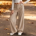 thumbnail image 2 of Pimfylm Girl Jogger Pants Girls Parachute Pants Kids Wide Leg Cargo Pants Y2K Street Trousers with Pockets Khaki,Size for 13-14 Years, 2 of 9