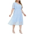 thumbnail image 5 of ITSAME Women's Plus Size Dress, Flutter Sleeve Solid Color V-Neck Summer Beach Swing Dresses Sky Blue 4XL, 5 of 5