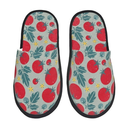 

Honeii Tomato print Slippers Memory Foam House Bedroom Slippers for Women and Men Fuzzy Plush Comfy Faux Fur Lined Slide Shoes-Medium