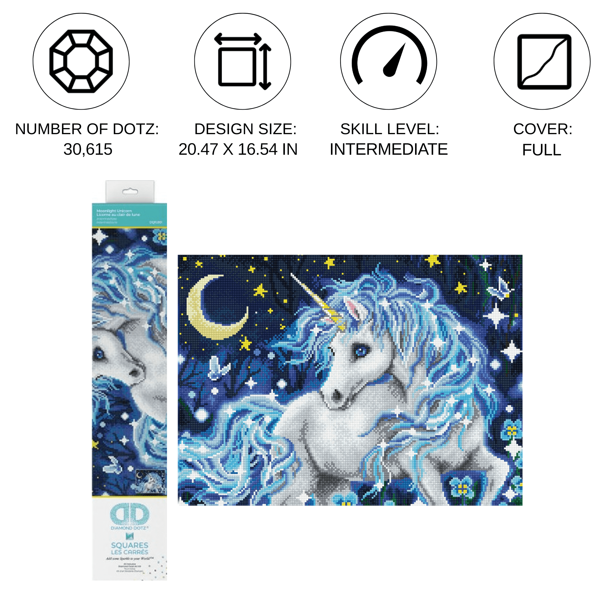 Diamond Dotz Moonlight Unicorn Diamond Painting Kits for Adults - Diamond Art Kits a Relaxing Creative Craft Kit with Dotz Gems 20.5"x16.5"