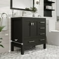 thumbnail image 2 of Eviva London 36"W x 18"D Espresso Bathroom Vanity with White Carrara Quartz Countertop and Undermount Porcelain Sink, 2 of 10