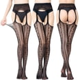 thumbnail image 2 of Intimates Women's Long Tube Suspender Socks Open File Temptation Panties Silk Stockings, 2 of 8