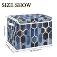 thumbnail image 5 of Yayeee Collapsible Storage Bin with Lid Fabric Closet Decorative Basket with Handles, Blue Hexagon Pattern, 5 of 7