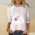 thumbnail image 2 of Outfmvch Chemises de Pâques pour Femmes, Blouses & Hauts, Manches 3/4 Hauts pour Femmes, T-Shirts Graphiques, T-Shirts Imprimés de Pâques Mignons Col Rond Manches Trois-Quarts, Chandails en Molleton Col Rond Femmes Rose TG, 2 of 4