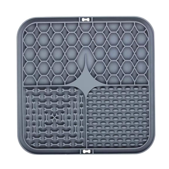 Food-Grade Silicone Pet Licking Pad for Anxiety Relief and Slow Feeding, Non-Slip Design for Dogs and Cats, 6. 1 Inch Square Mat in Blue, Purple