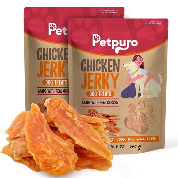 Petpuro Chicken Jerky Dog Treats, Grain-Free Chewy Strips for Small Medium Large Dogs, 1.35 Pound