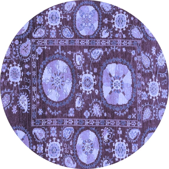 Ahgly Company Indoor Round Abstract Blue Modern Area Rugs, 3' Round