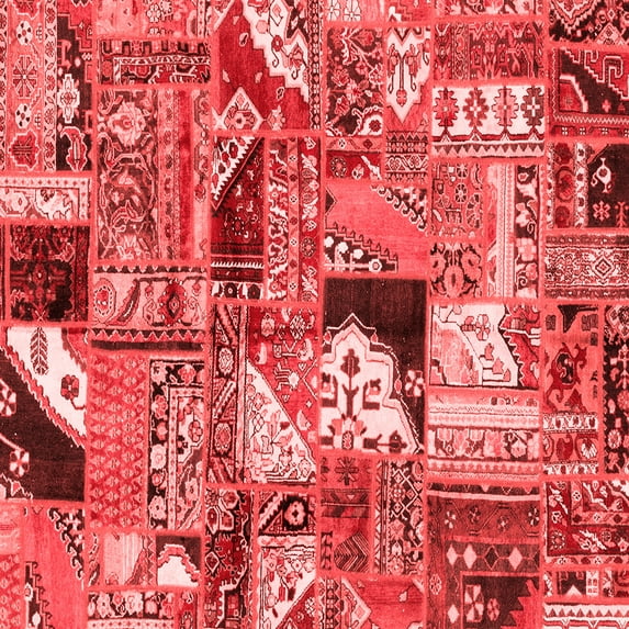 Ahgly Company Indoor Square Patchwork Red Transitional Area Rugs, 5' Square