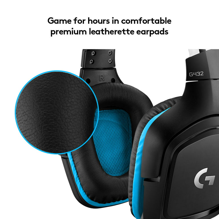 Logitech G432 DTS:X 7.1 Surround Sound Wired PC Gaming Headset  (Leatherette) (Renewed)