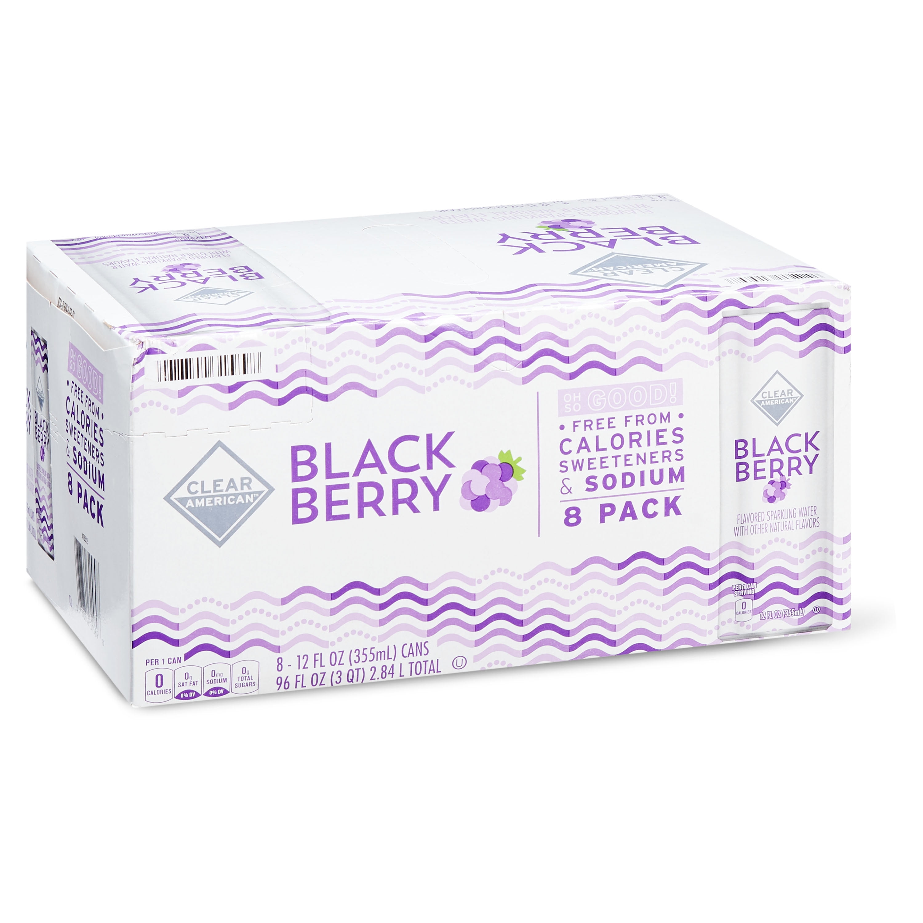Clear American Blackberry Sparkling Water, 12 fl oz, 8 Count