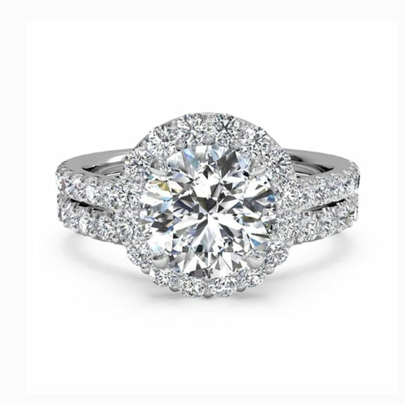 2.50 Ct Large Size Round Moissanite Solitaire Engagement Ring, 18K White Gold Plated Ring /925 Sterling Silver Ring for Her