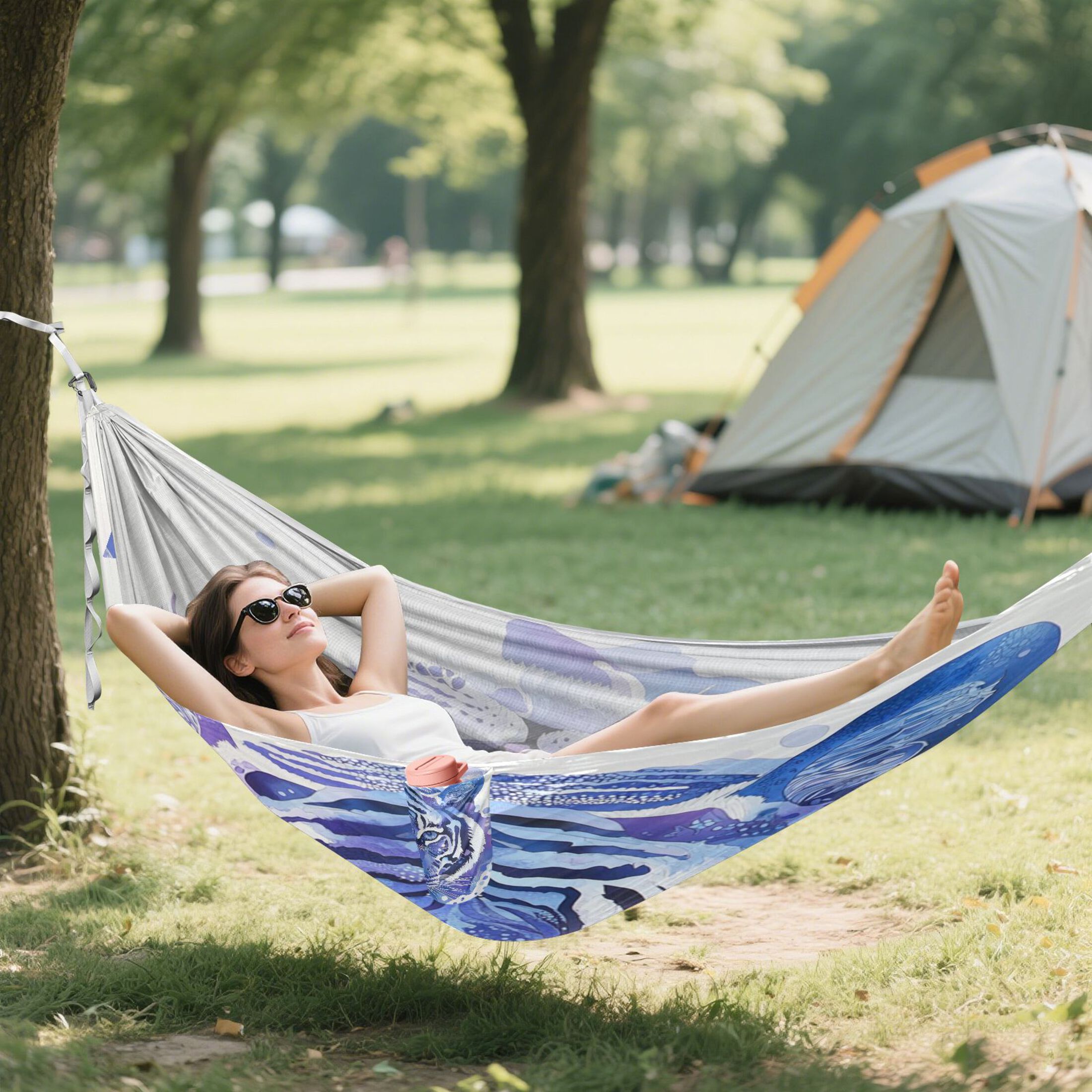 Hammock Camping Hammock Nylon Portable Hammock Travel Camping Hammock Pretty Blue Cool Tiger