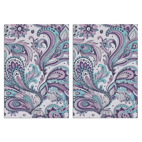 2 Pcs Funny Kitchen Towels,Purple and Teal Paisley and Floral Pattern Microfiber Dish Towels,Kitchen Tea Towels,Kitchen Towel Set (18" X 26")