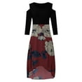thumbnail image 4 of LSLJS Plus Size Women Sexy Round Neck Off Shoulder Floral Printed Strapless Gradient Splicing Long Sleeve Pullover Irregular Hem, Cocktail Dresses for Women Evening Party, 4 of 4