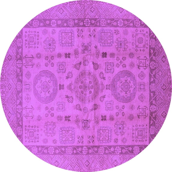 Ahgly Company Indoor Round Oriental Purple Industrial Area Rugs, 7' Round