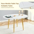 thumbnail image 5 of NYEESS 5-Piece Extendable Dining Table Set, 42"-54" Round to Oval White Faux Marble-Textured MDF Top & Gold Metal Legs, Modern Kitchen Set with 4 Dark Gray PU Chairs, 5 of 11