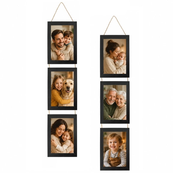 Meframe 4x6 Hanging Picture Frames Set of 2,3 Openings Wood Photo Collage Frame for Wall Decor,Black