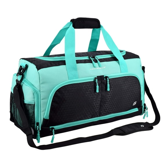 Bolsa de gimnasio FocusGear Ultimate 2.0, duradera, 10 compartimentos, verde azulado